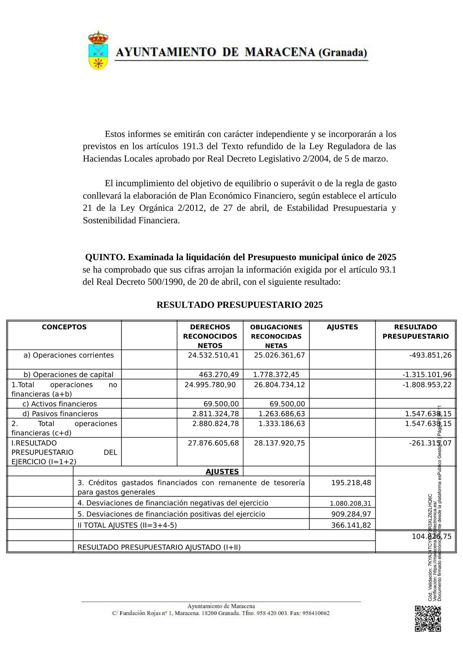 Resultado presupuestario 2025